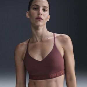 Nike Indy Women’s Med Light Support Padded Adjustable Sports Bra Red Sepia